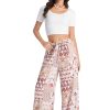 Women Wide Leg Pants Casual High Waist Floral Flowing Drawstring Trendy Lounge Boho Beach Pant Trouser