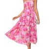 Women's Floral Summer Wedding Guest Dresses 2025 Trendy Long Flowy Smocked Tiered Maxi Dress