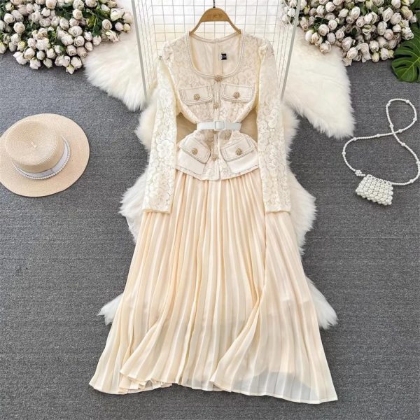 Women Summer Flower Embroidery Lace Chiffon Short Sleeve Single Breasted Midi Long Prom Dress