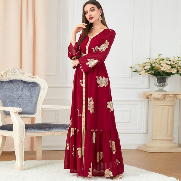 Abaya Dress for Women Dubai Sadui Bead Moroccan Kaftan Fancy Eid Dress