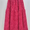 Women's 3D Floral Maxi Skirt, Elastic High Waist Ruffled Hem A-Line Skirt