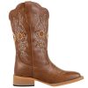 Floral Cowboy Boots for Women Square Toe Wide Calf Western Fashion Sunflower Cowgirl Boots