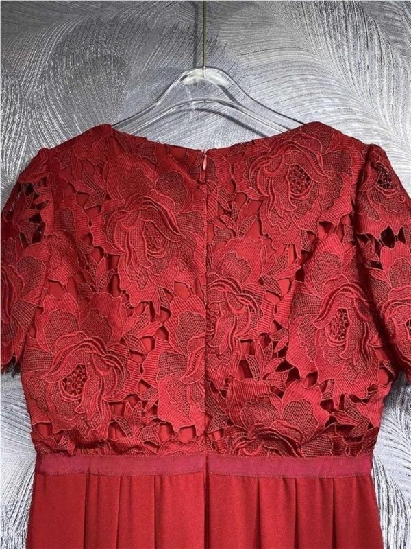 Women's Summer Lace Patchwork Dress Chic One Piece A-Line Holiday Vacation Party Midi Dresses