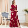 Abaya Dress for Women Dubai Sadui Bead Moroccan Kaftan Fancy Eid Dress