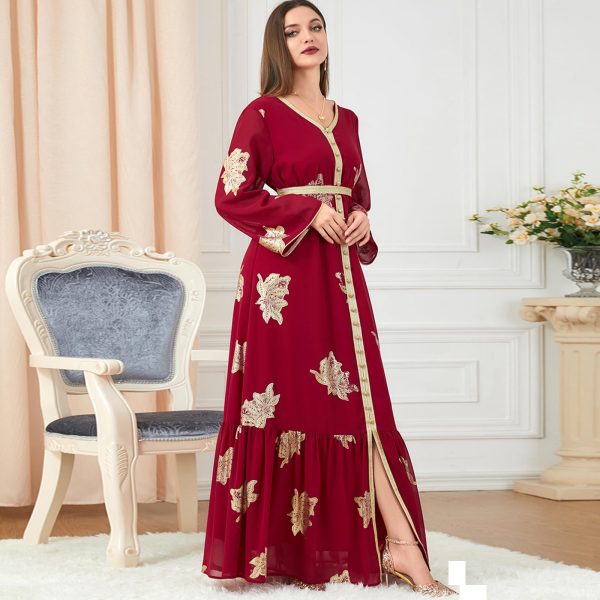 Abaya Dress for Women Dubai Sadui Bead Moroccan Kaftan Fancy Eid Dress