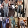 Women's Boho Retro Bell Bottom - EDM 70s Vintage Floral Flare High Waist Stretch Leggings Casual Trouser Yoga Pants