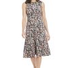 Women's Sleeveless Inset Waist Midi Fit and Flare Dress