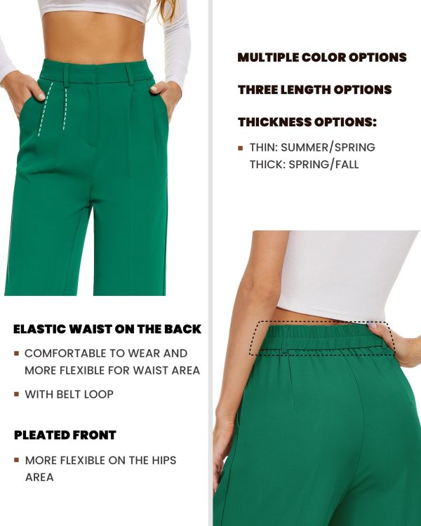 Wide Leg Pants Women's High Elastic Waisted in The Back Business Work Trousers Long Straight Suit Pants