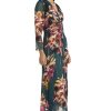 Women's Floral Maxi Wrap Long Sleeve V-Neck-Elegant Wedding Guest Dress