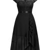 Women's Plus Size V Neck Elegant Floral Lace Ruffle Bridesmaid Maxi Dress