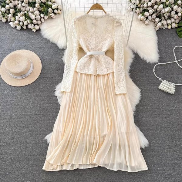 Women Summer Flower Embroidery Lace Chiffon Short Sleeve Single Breasted Midi Long Prom Dress