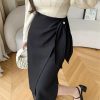 Women's Summer Irregular Skirt with Lace Bow High Waist Elegant Office OL Work Fashion Midi Skirts