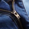 Men's Floral Embroidered Skinny Ripped Jean Pants Regular Fit Straight Jeans Vintage with Broken Holes Denim Trousers (Navy