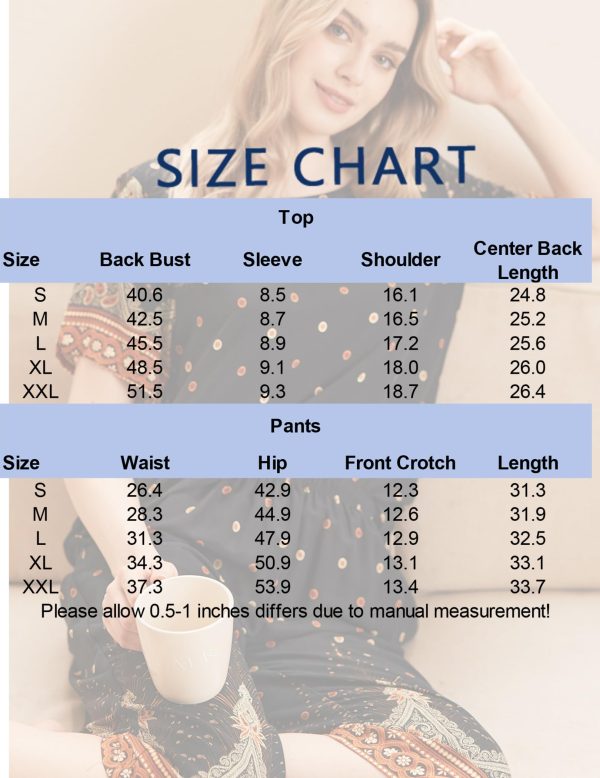 Women's Two Piece Lounge Set Short Sleeve Shirt and Capri Pants Mumu Pajama with Pockets Loungewear Pjs Sets