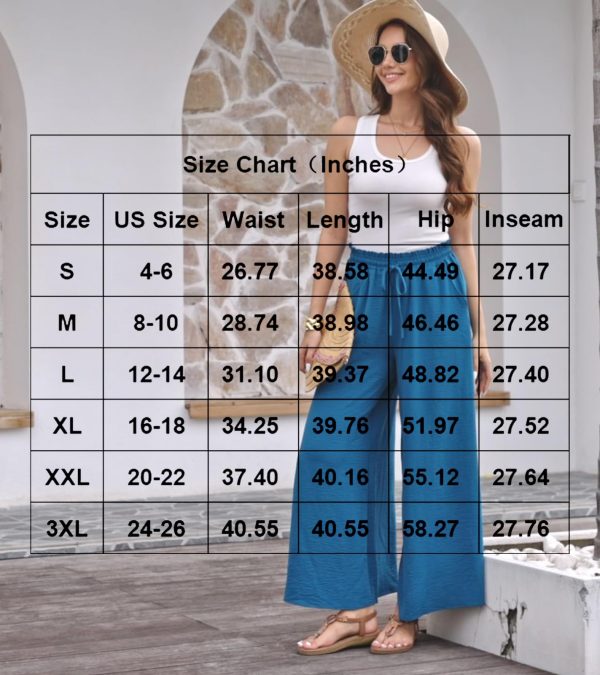 Palazzo Pants for Women Dressy Casual Wide Leg Slacks Elastic Waist with Pockets