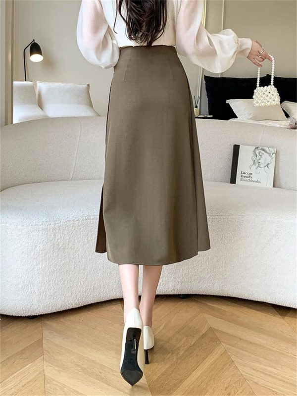 Women's Summer Irregular Skirt with Lace Bow High Waist Elegant Office OL Work Fashion Midi Skirts