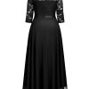 Women's Formal Floral Lace V Neck Plus Size Bridesmaid Party Maxi Dress