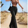 Women's Floral Lace Flare Pant Going Out Dressy Bell Elegant Trousers