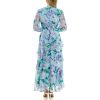 Women's Sheer Long Sleeve V-Neck Floral Tiered Ruffle Wrap Maxi