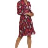 Women's V-Neck Pleated Skirt Dress Career Workwear Desk to Dinner Event Party Guest of