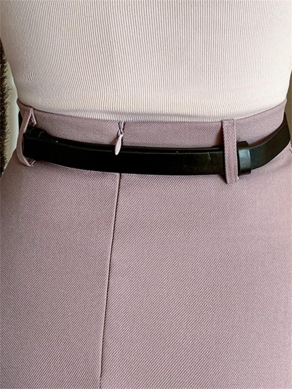 Women's Summer Long Skirt with Belt High Waist Elegant Office OL Big Swing Midi A-Line Skirts