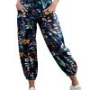 Women Capri Pants Lounge Drawstring High Elastic Waist Wide Leg Quick Dry Pants Cinch Bottom Trousers