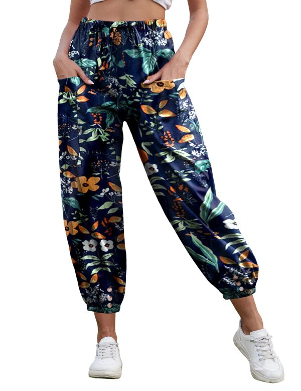 Women Capri Pants Lounge Drawstring High Elastic Waist Wide Leg Quick Dry Pants Cinch Bottom Trousers