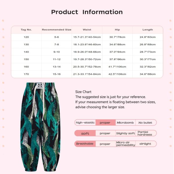 Girls Colorful Harem Pants Elastic Waist Loose Bohemian Beach Pants Hippie Dance Yoga Sports Trousers