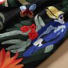 Women Spring Summer Flowers Butterfly Parrot Embroidery Mermaid Dress