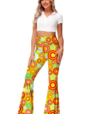 Women's High Waist Stretch Bell Bottom Slim-Fit Flare Leg Hippie Pants
