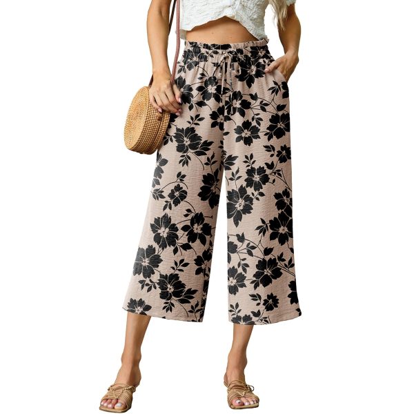 Womens Wide Leg High Waisted with Tie Belt Pockets Summer 2025 Vacation Pants