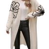 Women's Floral Pattern Cardigan Sweater Open Front Long Sleeve Loose Casual Outwear
