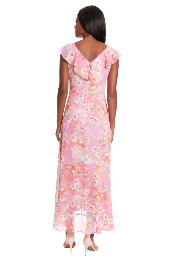 Women's Chiffon Faux Wrap Ruffle Maxi Dress Guest of Wedding