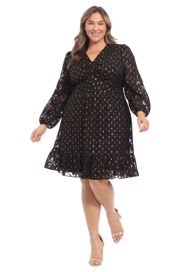 Women's V-Neck Ruched Waist Tiered Skirt Dress