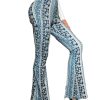 Women's Boho Retro Bell Bottom - EDM 70s Vintage Floral Flare High Waist Stretch Leggings Casual Trouser Yoga Pants