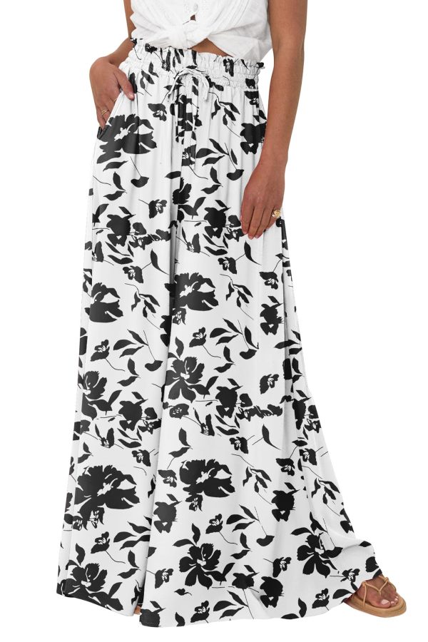 Women's 2025 Summer Wide Leg Palazzo Pants High Waisted Flowy Pockets Trendy Casual Lounge Boho Beach Trousers