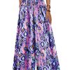 Women's Floral African Print Palazzo Pants Elastic High Waist Wide Leg Pants Flowy Yoga Loose Trousers
