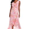 Women's Chiffon Faux Wrap Ruffle Maxi Dress Guest of Wedding