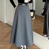 Women's Summer Long Skirt with Belt High Waist Elegant Office OL Big Swing Midi A-Line Skirts