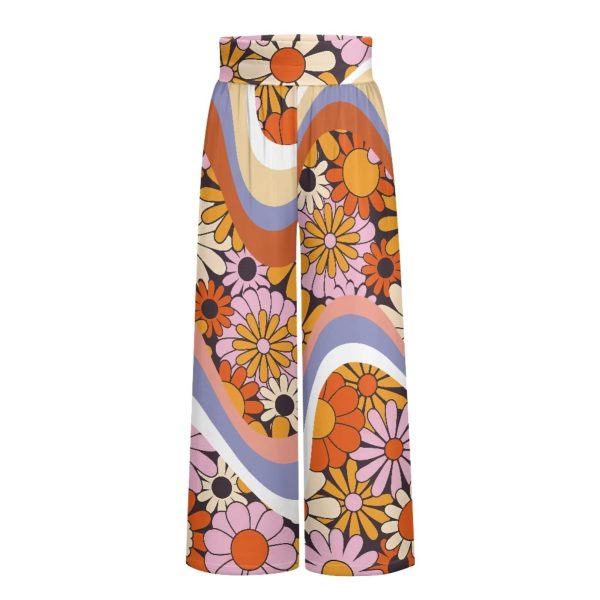 Wide Leg Pants for Women Summer 2024 Palazzo Tropical Floral Casual High Waist Trousers with Pockets S-3XL