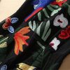 Women Spring Summer Flowers Butterfly Parrot Embroidery Mermaid Dress