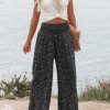 Womens Casual Loose Fit Palazzo Pants Elastic High Waist Lounge Long Pajama Wide Leg Trousers with Pocket