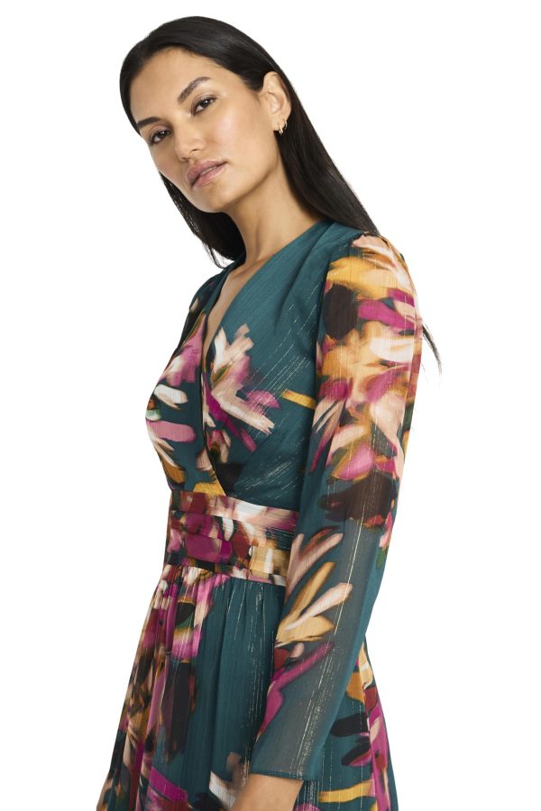 Women's Floral Maxi Wrap Long Sleeve V-Neck-Elegant Wedding Guest Dress