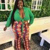 2 Piece Outfits for Women Sexy V Neck Print Shirts Tie Knot Batwing Blouses Crop Top Wide Leg Pants Set