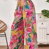 Women's Hawaiian Tropical Beach Palazzo Pants Flowy Boho Summer Wide Leg Trousers