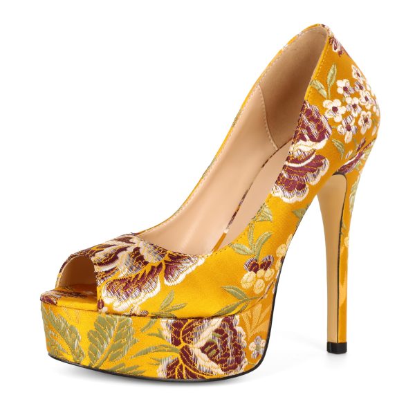 Women's Peep Toe Pumps Platform High Heel Shoes Stiletto Party Dress Pump