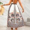 Bohemian Backless Spaghetti Strap Maxi Dress Ethnic Print Trendy Vacation Casual Long Dress for Women Summer Style
