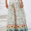 Women Wide Leg Pants Casual High Waist Floral Palazzo Pants for Women Flowy Trendy Lounge Boho Beach Trousers Pockets