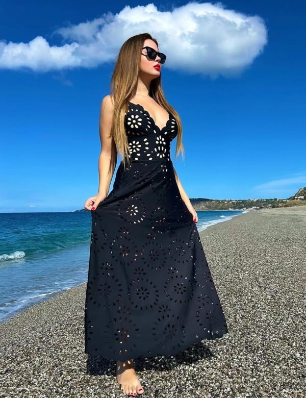 Women's One Piece Bathing Suit Petal Hollow V Neck Swimsuit and Skirt
