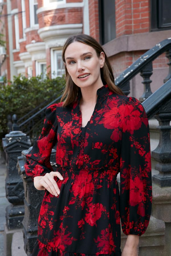 Women's Dress Easy Feminine Versatile Smocked Waist Ruffle Neckline